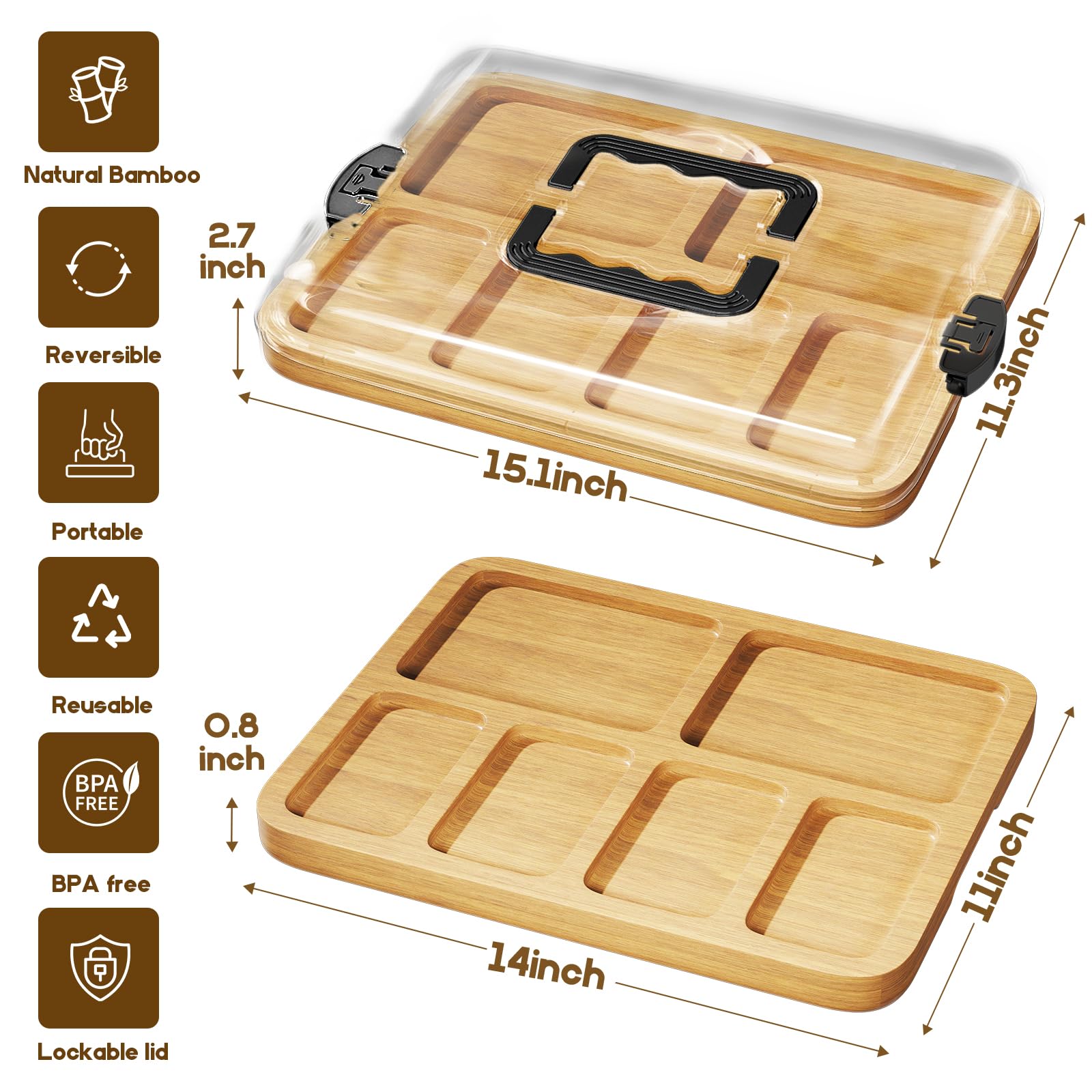 SEFILENCE charcuterie board with handle demonstrates portable design for picnics and gatherings
