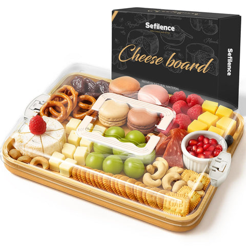 SEFILENCE charcuterie board with lid and handle for easy transport.