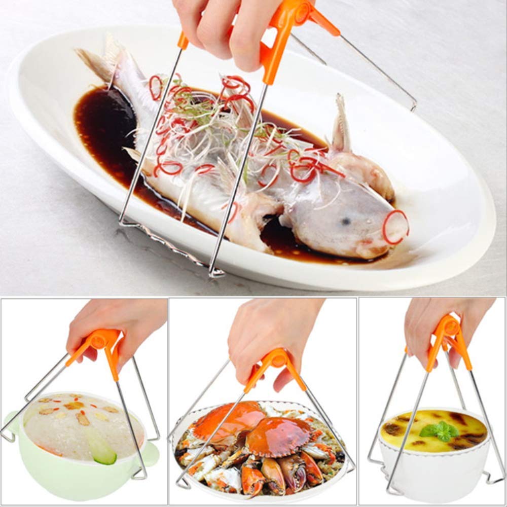 SEFONE hot plate gripper in action lifting a hot dish from a container.