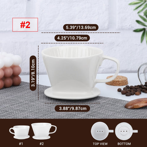 Segarty No.2 ceramic dripper, side view, compact design fits mugs easily.