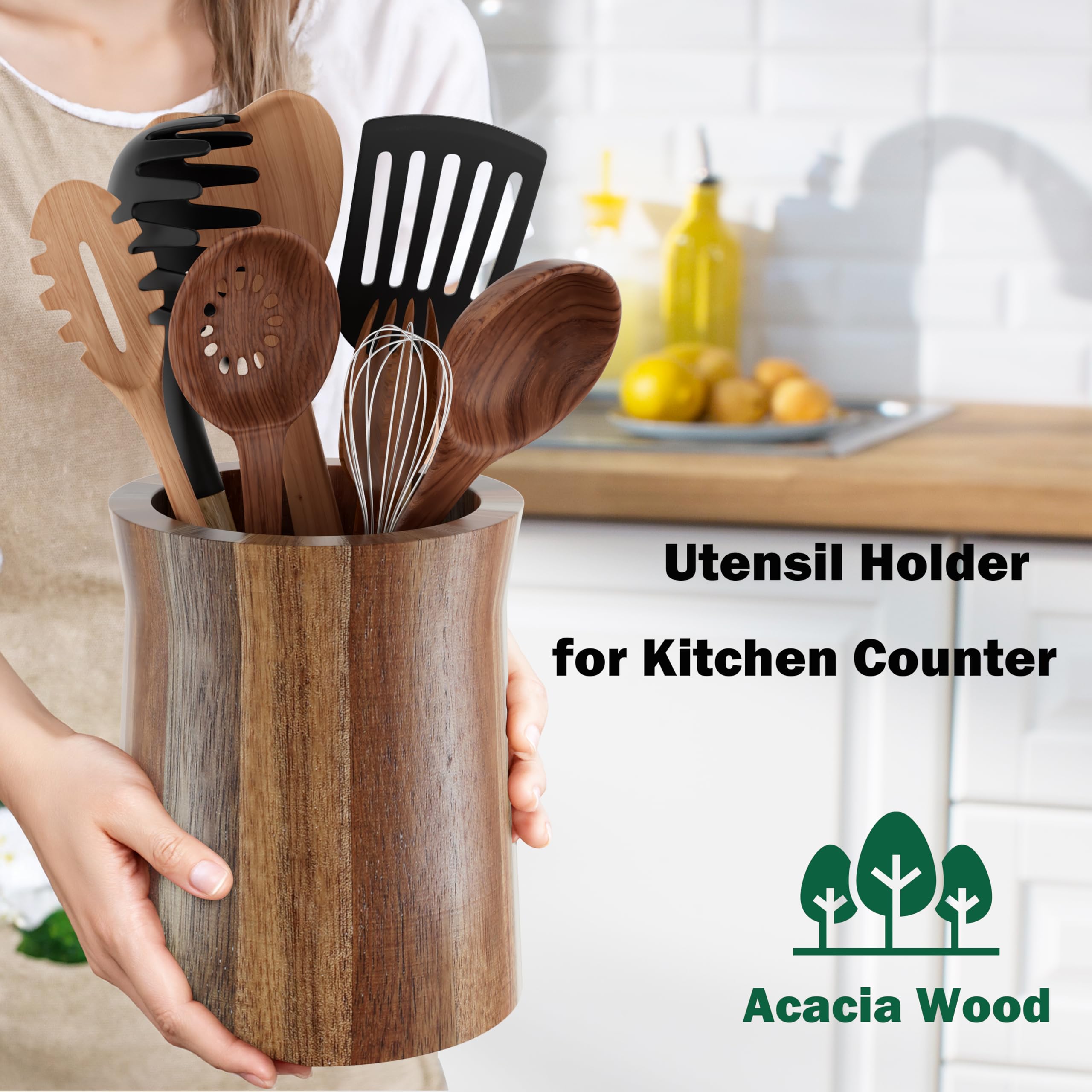 Segtenant 360-degree rotating utensil holder on counter saves time while cooking.