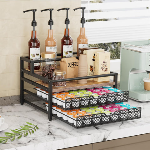 Segtenant matte-black wood frame rack provides durable, stylish kitchen organization.