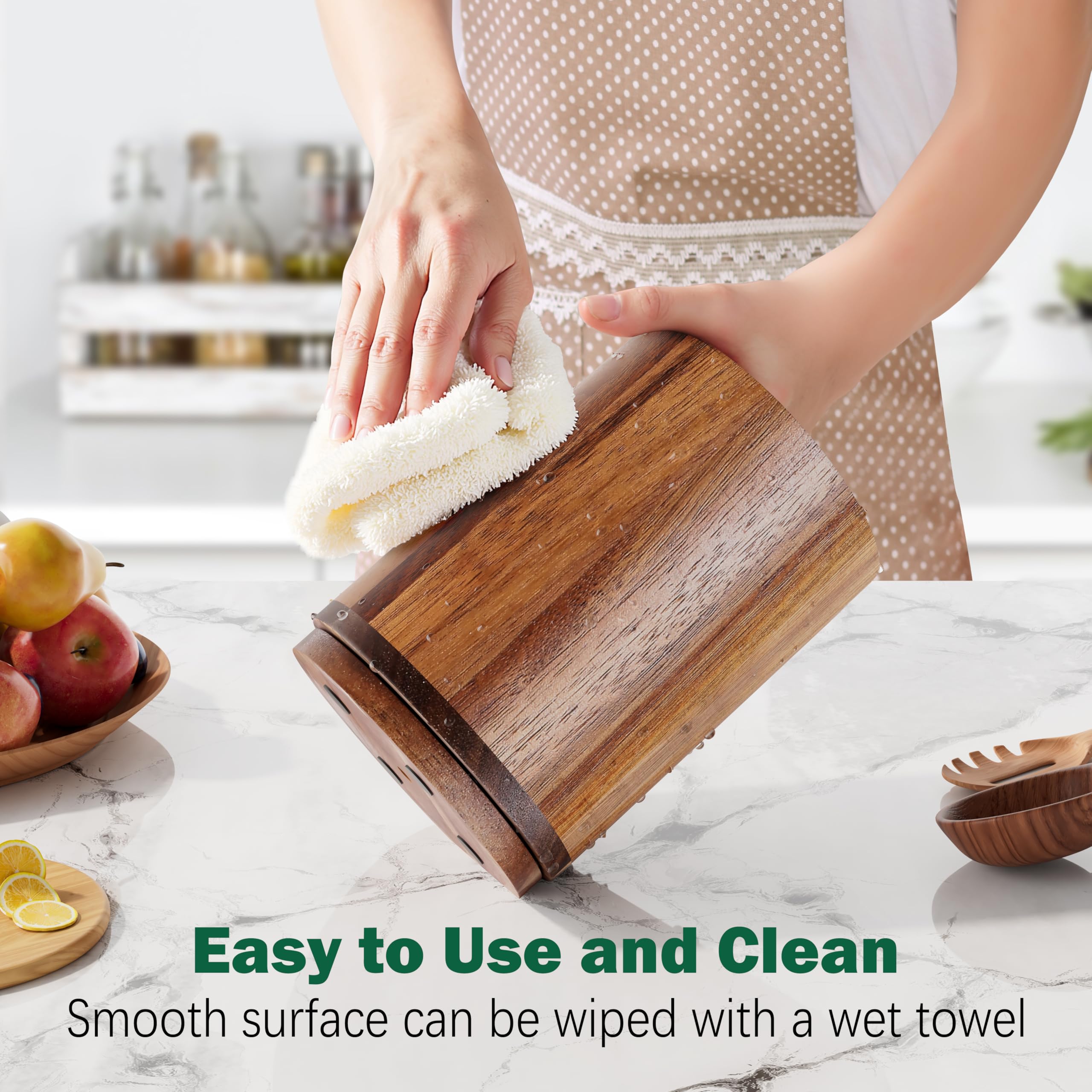 Sturdy acacia wood construction provides farmhouse charm on your counter.