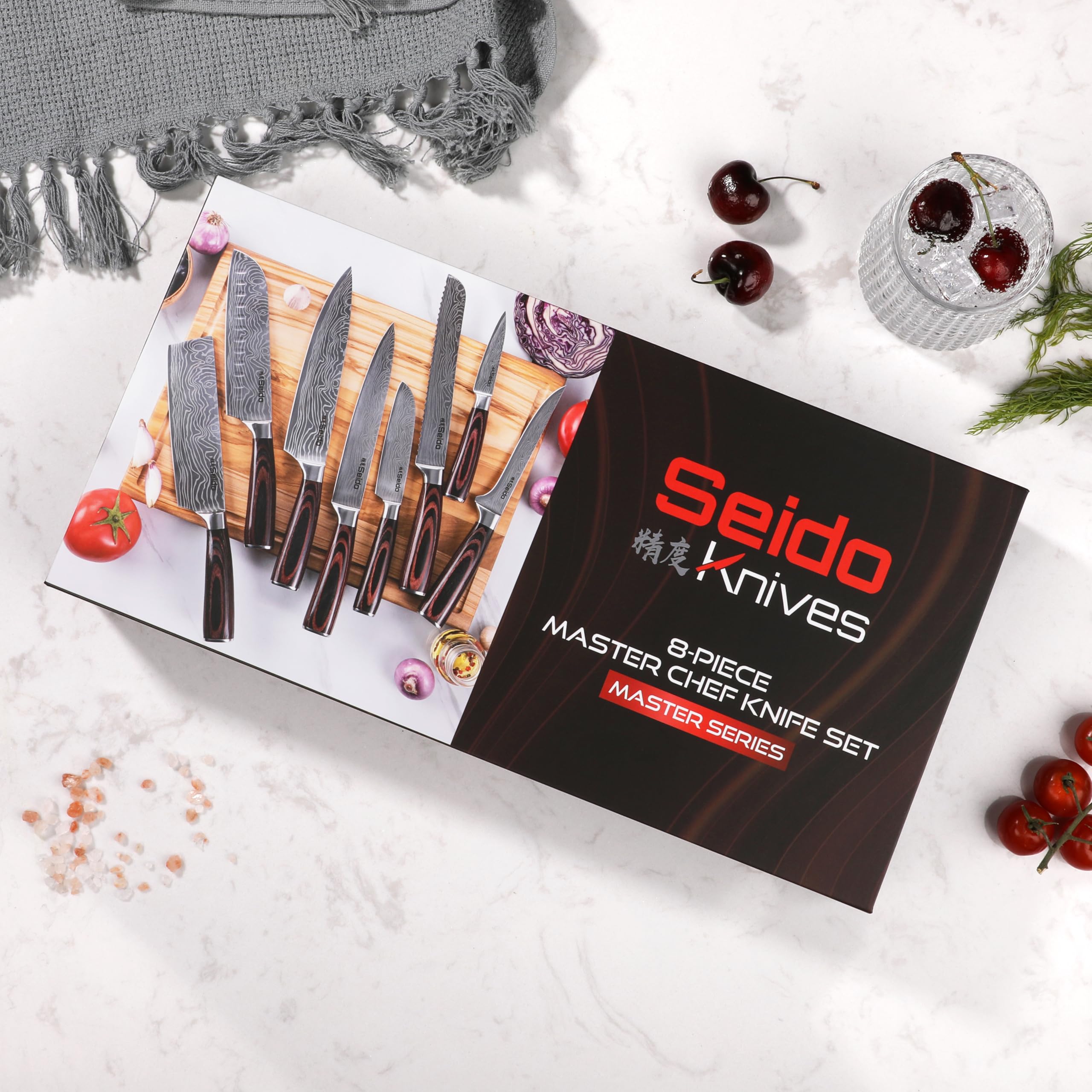 Seido Knives Master Chef Set highlighting VG10 edge and balanced feel