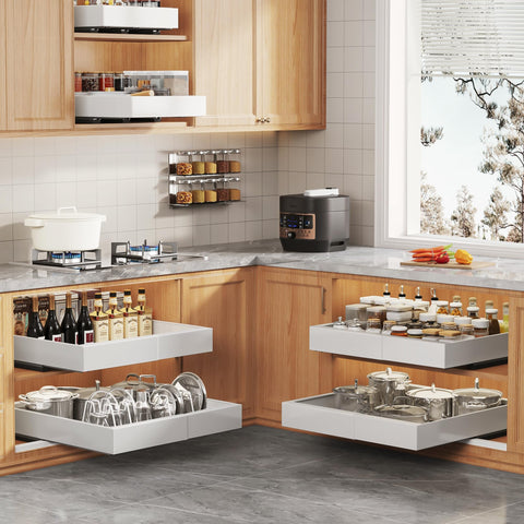 Seinloes four adjustable divider racks organize pots, pans, or spices.