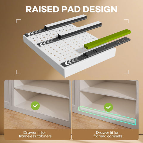 Seinloes expandable drawer system adjusts from 12.1 to 20.4 inches.