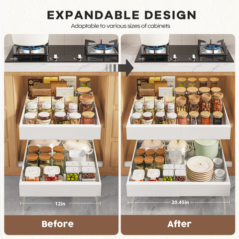 Seinloes expandable width from 12 to 20.45 inches fits various cabinet sizes with ease.