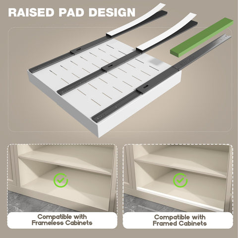Seinloes full-extension three-rail drawer for smooth, front-to-back access