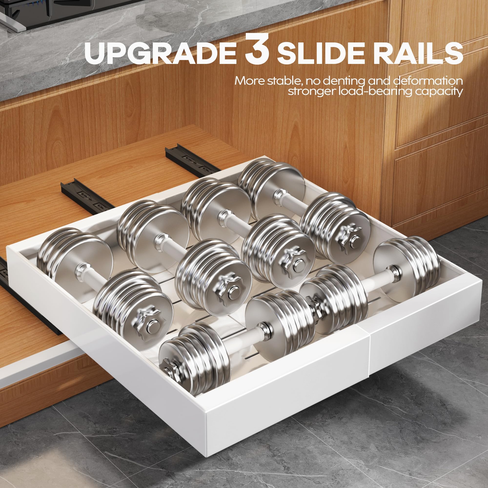 Seinloes maximum storage space in a spacious cabinet layout