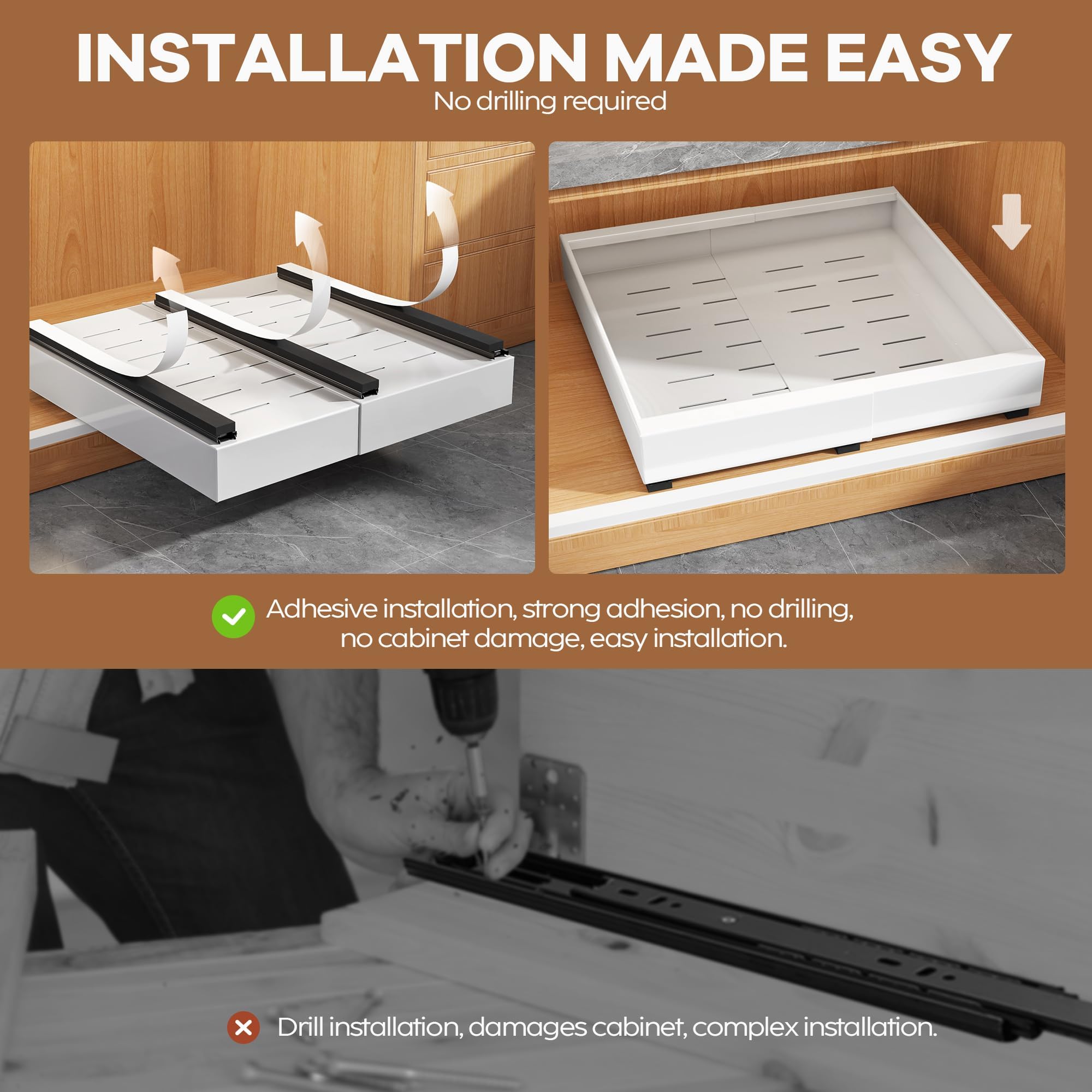 Seinloes pull-out design offers easy access to back-placed items.