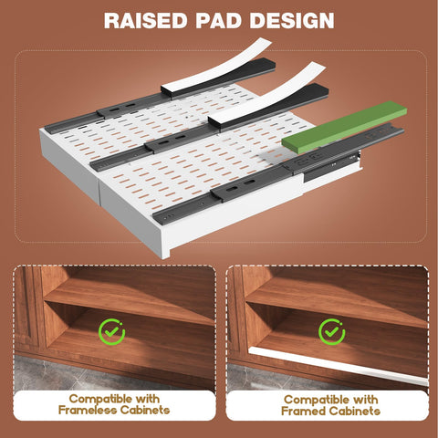 Seinloes pull-out cabinet organizer—extendable depth for deeper shelves.