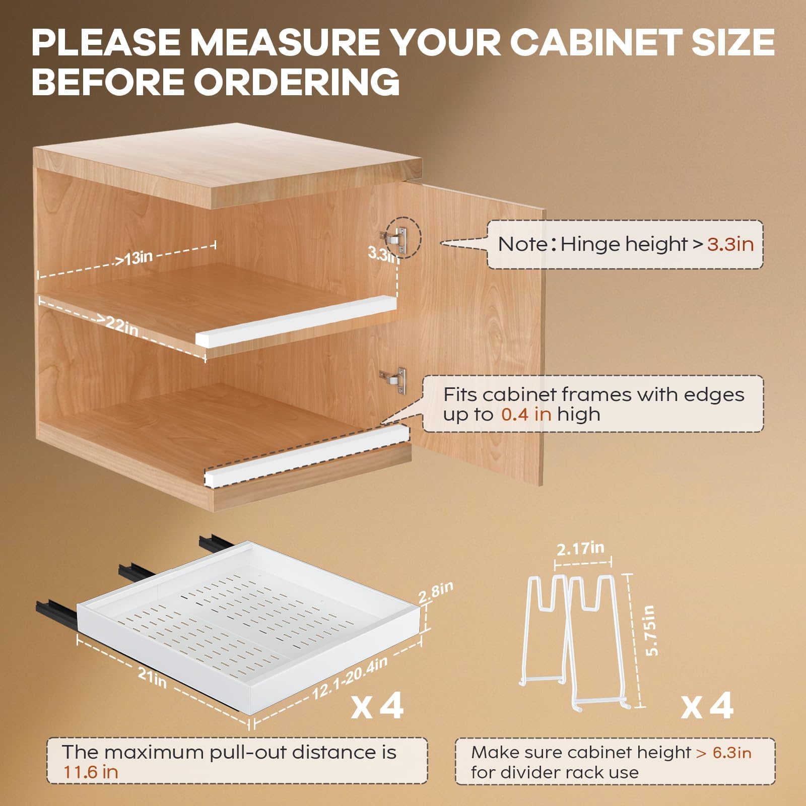 Seinloes removable dividers help organize plates, lids, and pans.