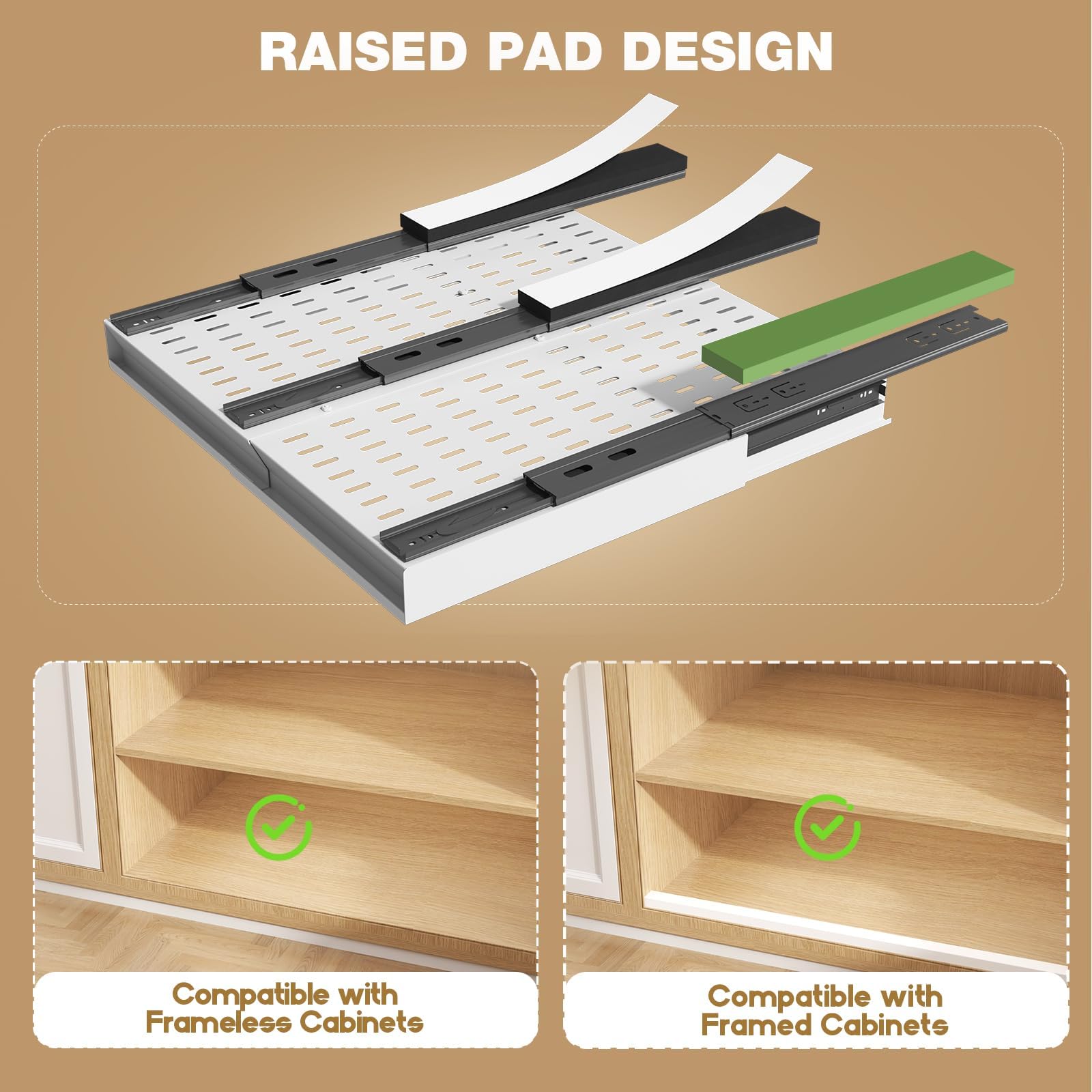 Seinloes three-rail system enhances stability for heavy items.
