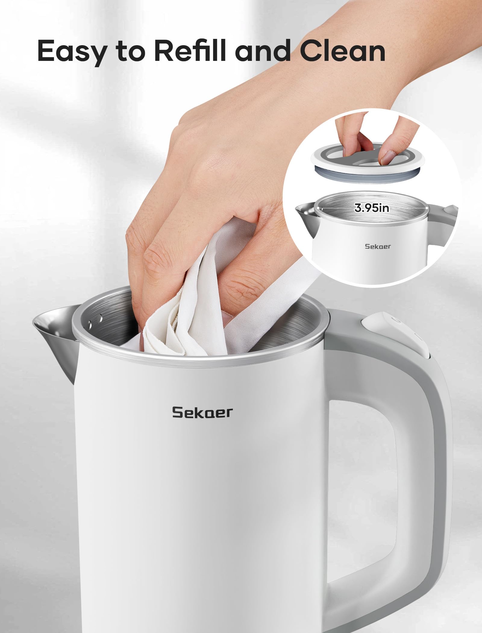 Sekaer anti-scald double-wall design keeps exterior cool and safe.