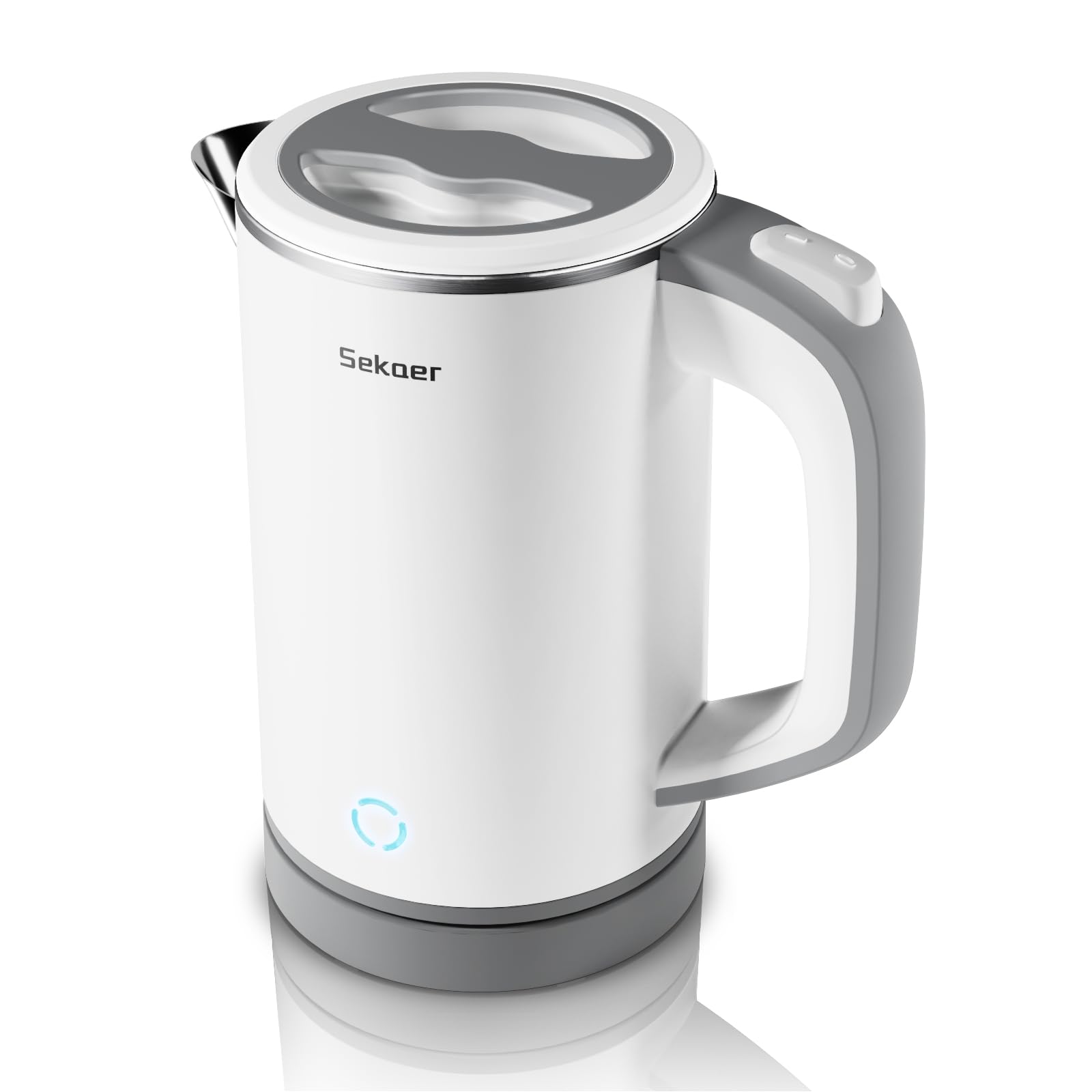 Sekaer small electric tea kettle with compact travel design for hotel or office use.