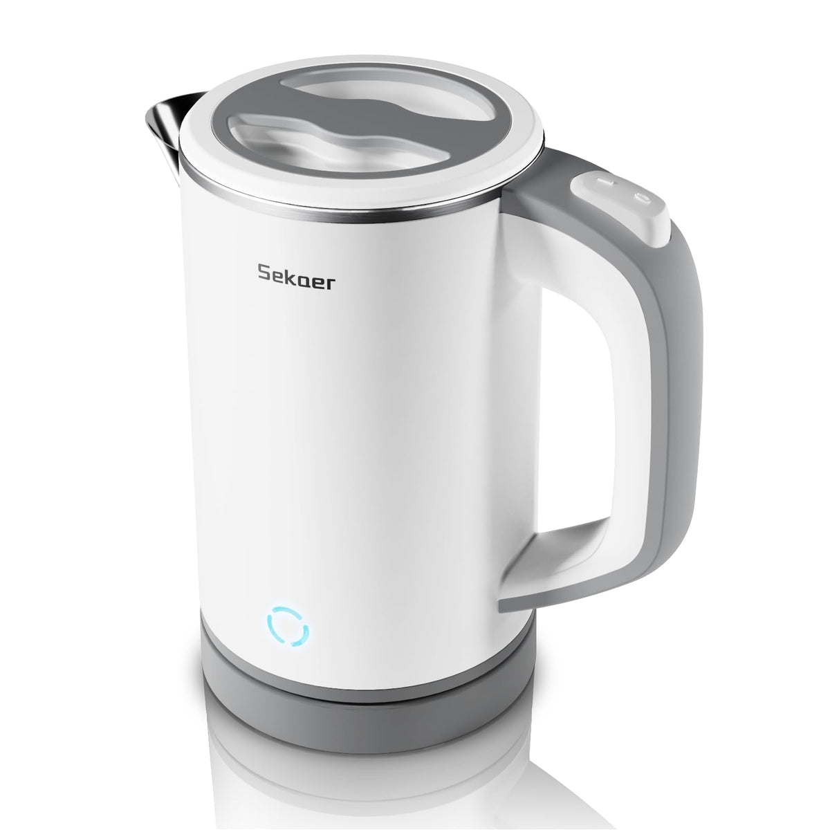 Sekaer small electric tea kettle with compact travel design for hotel or office use.