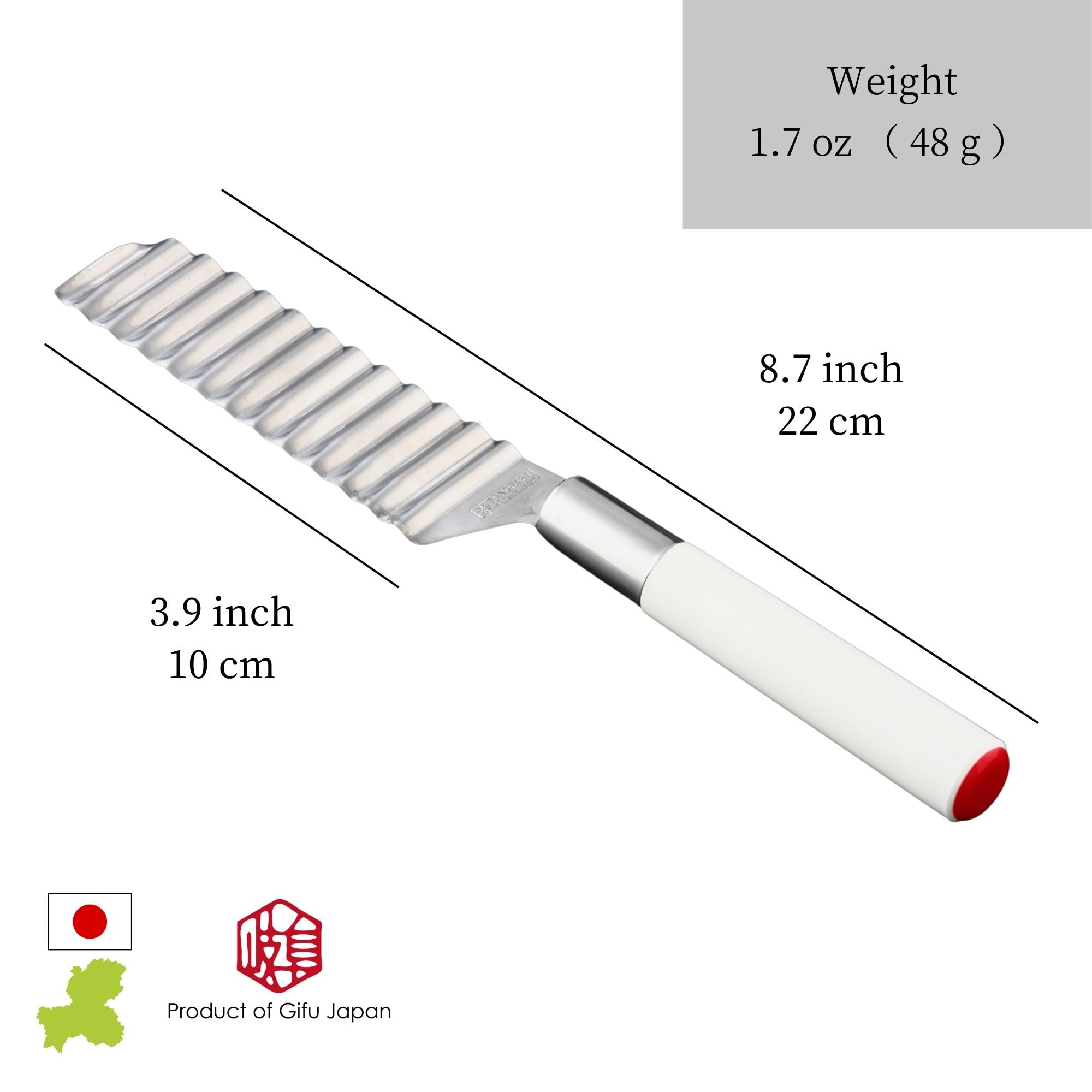 Seki Japan cheese knife crinkle-cut cheese slice demonstrating decorative edge