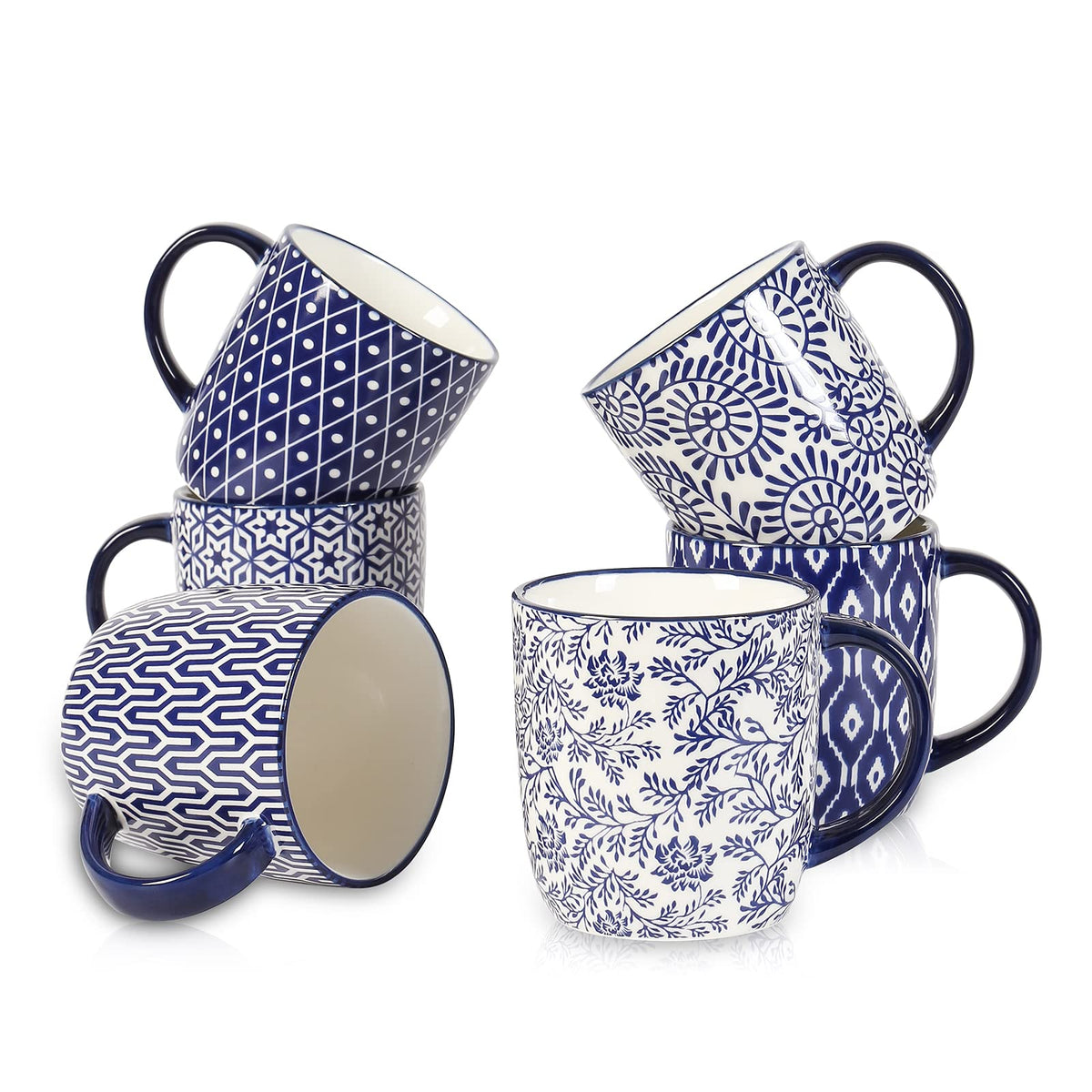 Selamica 10 oz coffee mug set, handle close-up, comfortable grip for daily coffee rituals.