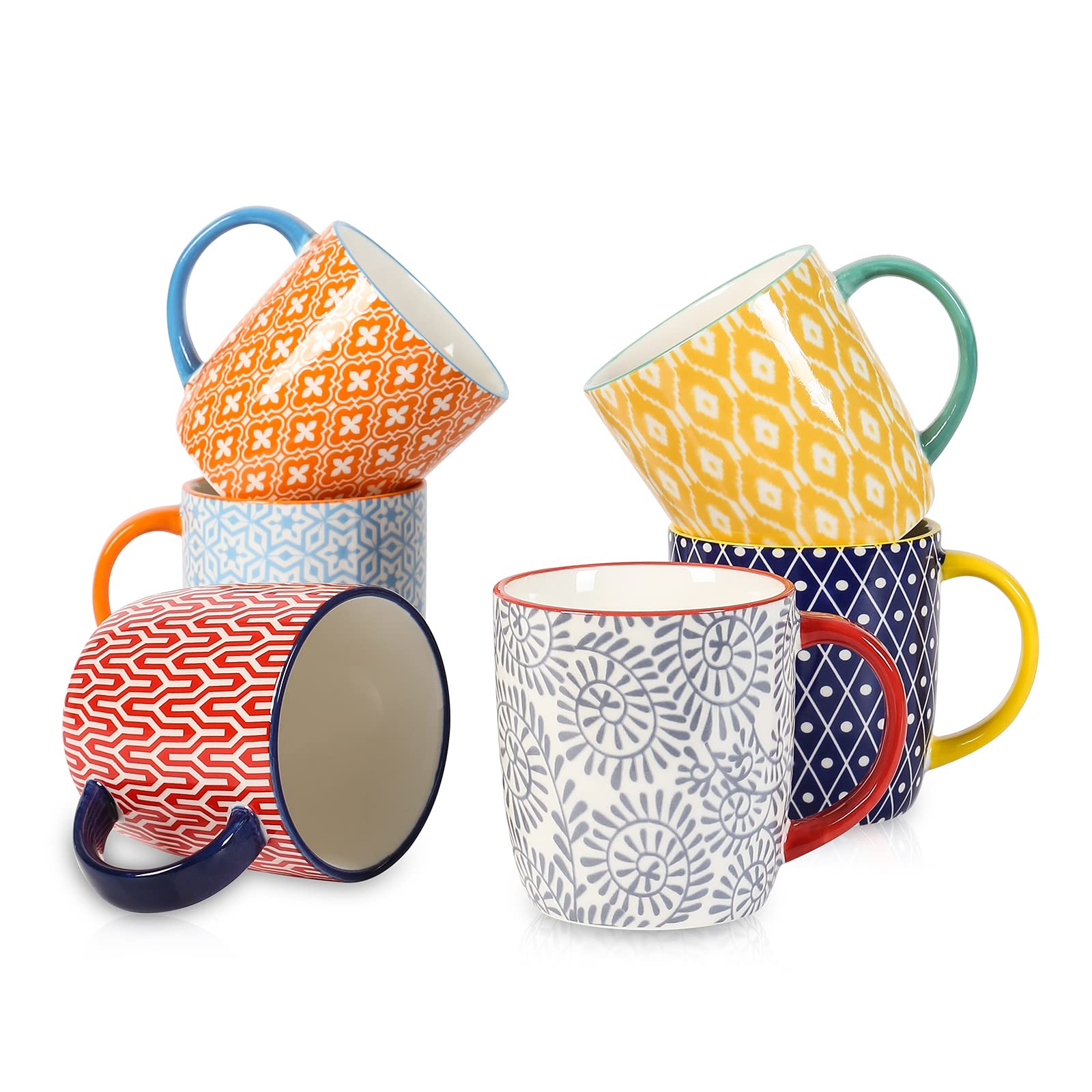 Selamica 10oz coffee mugs set in six colors for versatile everyday use.