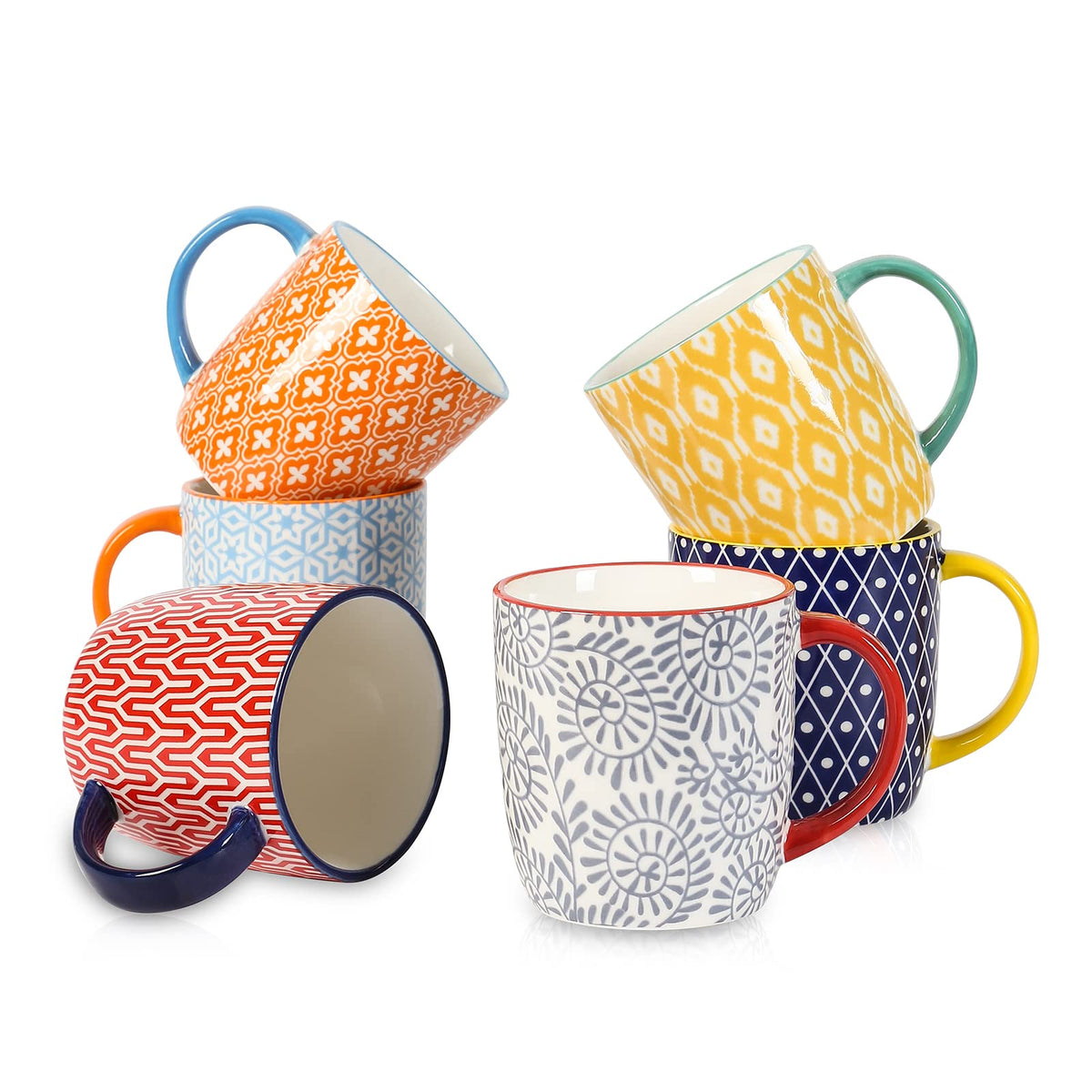 Selamica 10oz coffee mugs set in six colors for versatile everyday use.