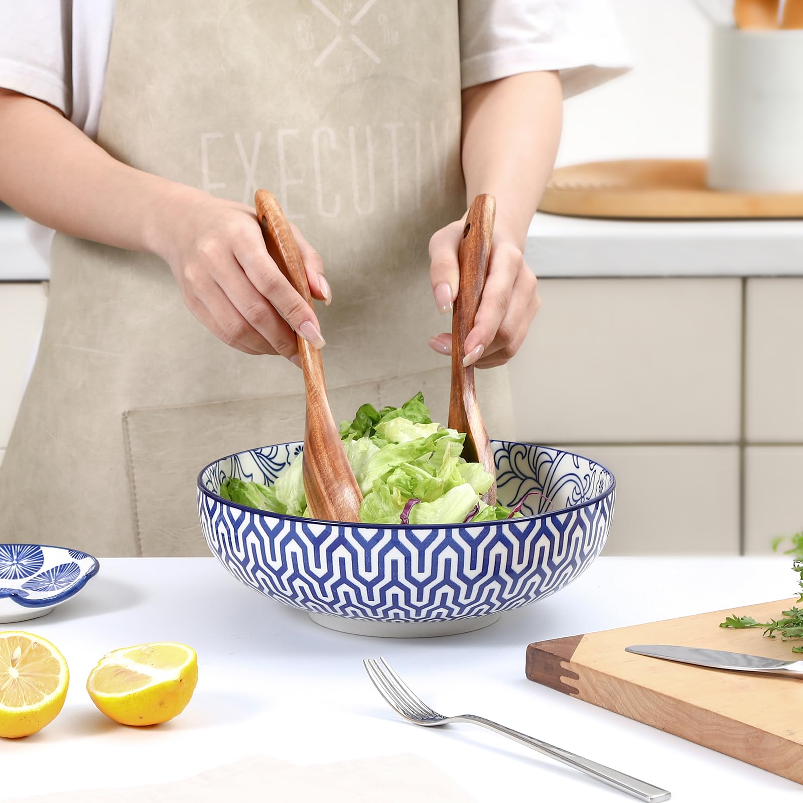 Selamica 60oz capacity bowl ideal for large salads and family meals.
