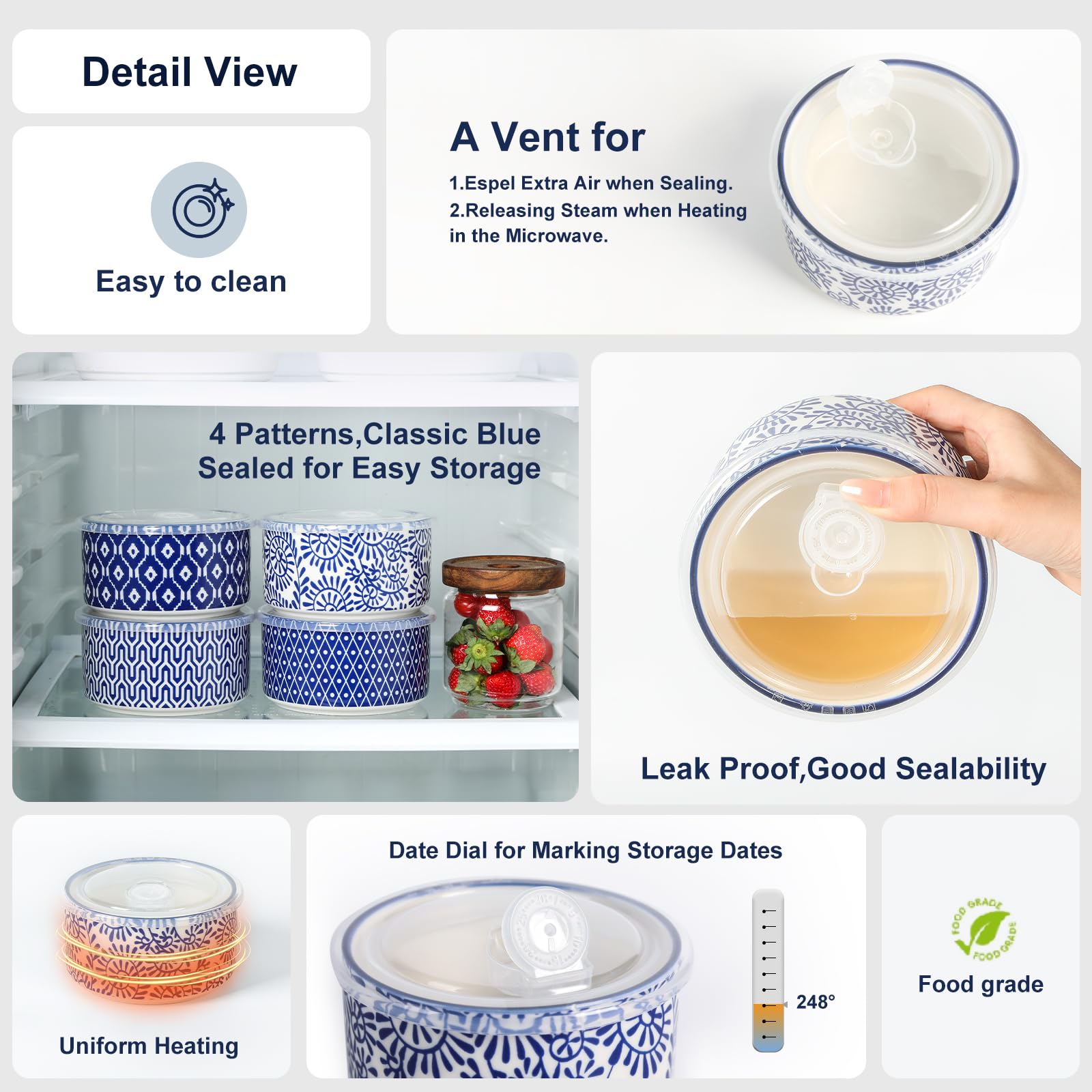 Selamica leakproof lids keep food fresh and prevent spills.