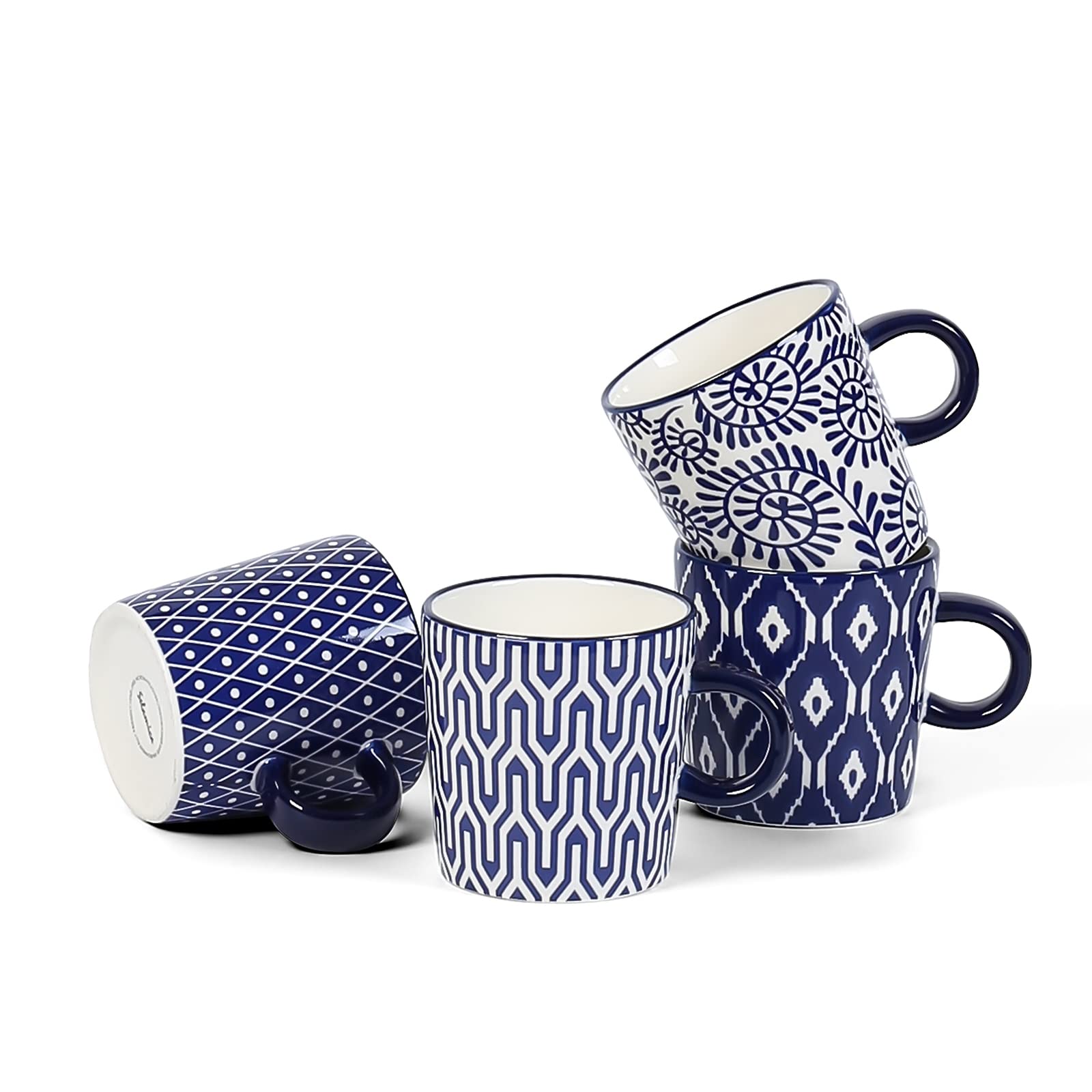Selamica ceramic espresso cups in vintage blue set offer cafe-grade style.