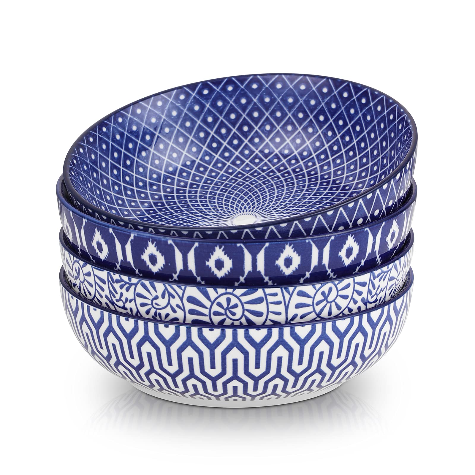 Selamica ceramic pasta bowls set of four, 8-inch, durable serving for pasta, salads, and more.