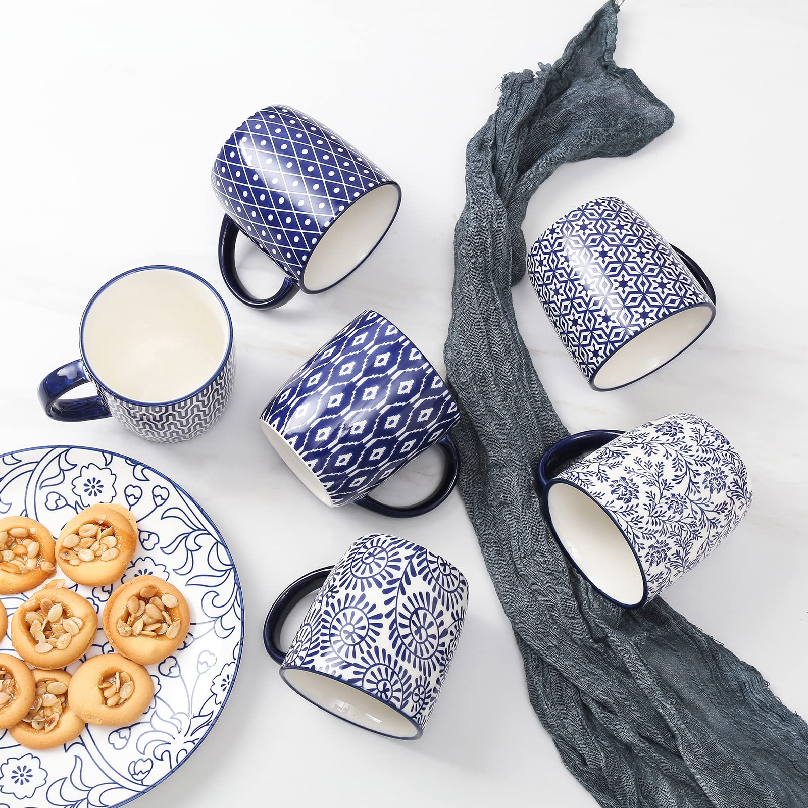 Selamica coffee mug big handle close-up, comfortable grip for latte mornings.