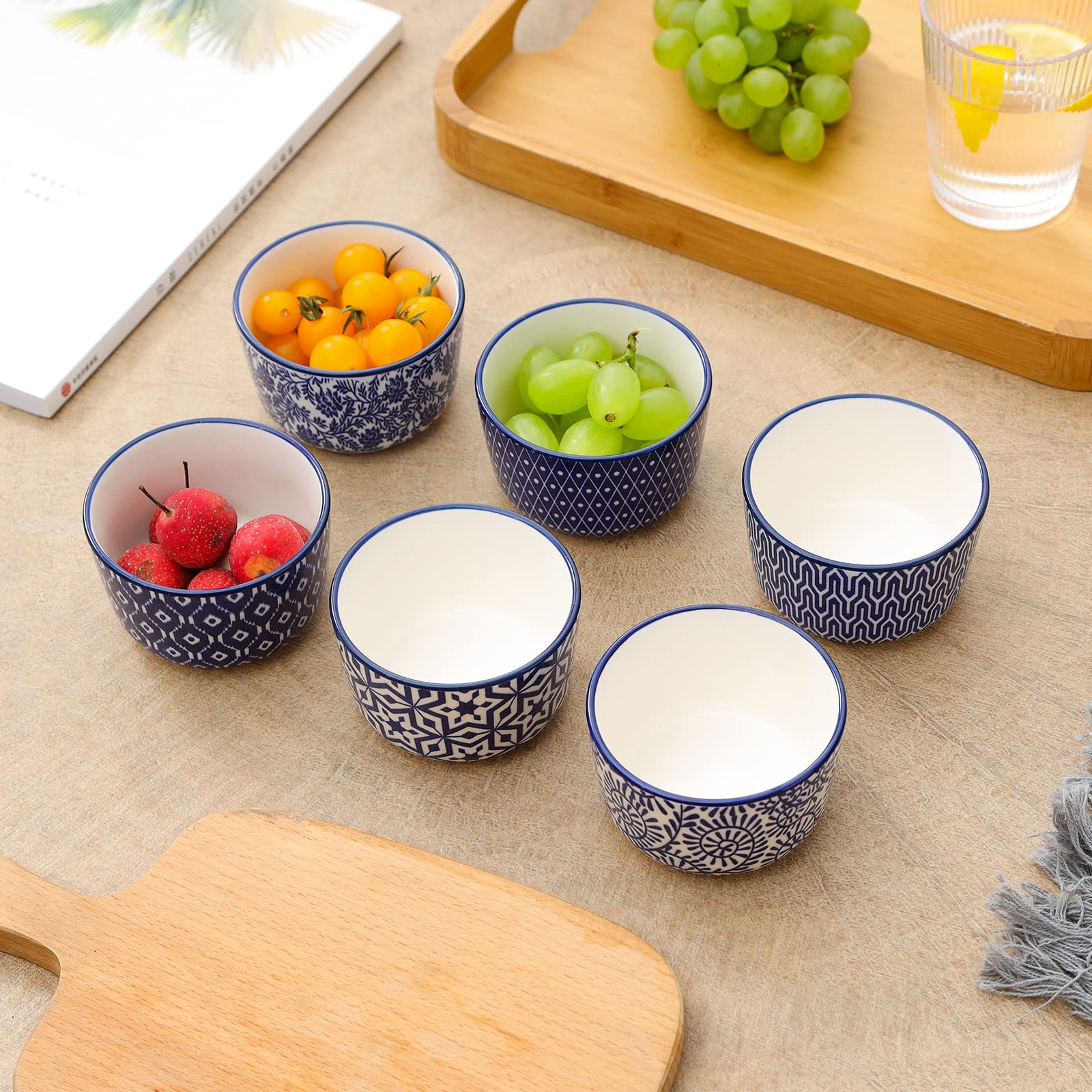Selamica colorful glaze pattern ramekins add color to presentation and are easy to clean.