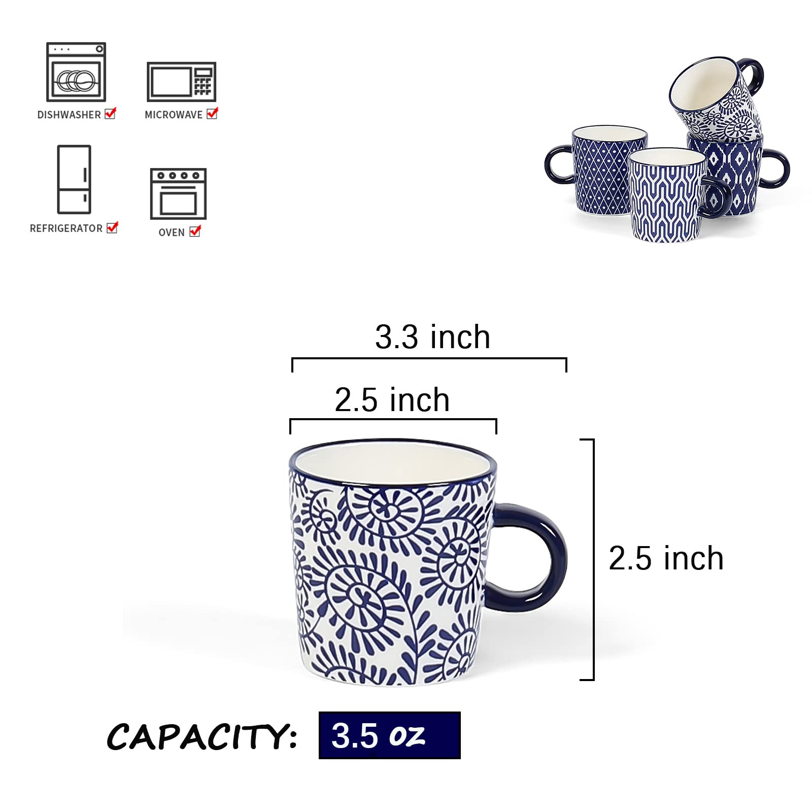 Selamica demitasse cups with sturdy porcelain and comfortable grip.