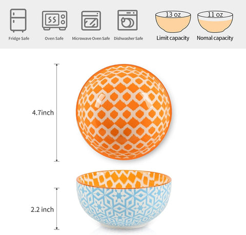 Selamica dessert bowl with colorful pattern inside and out for elegant table settings.