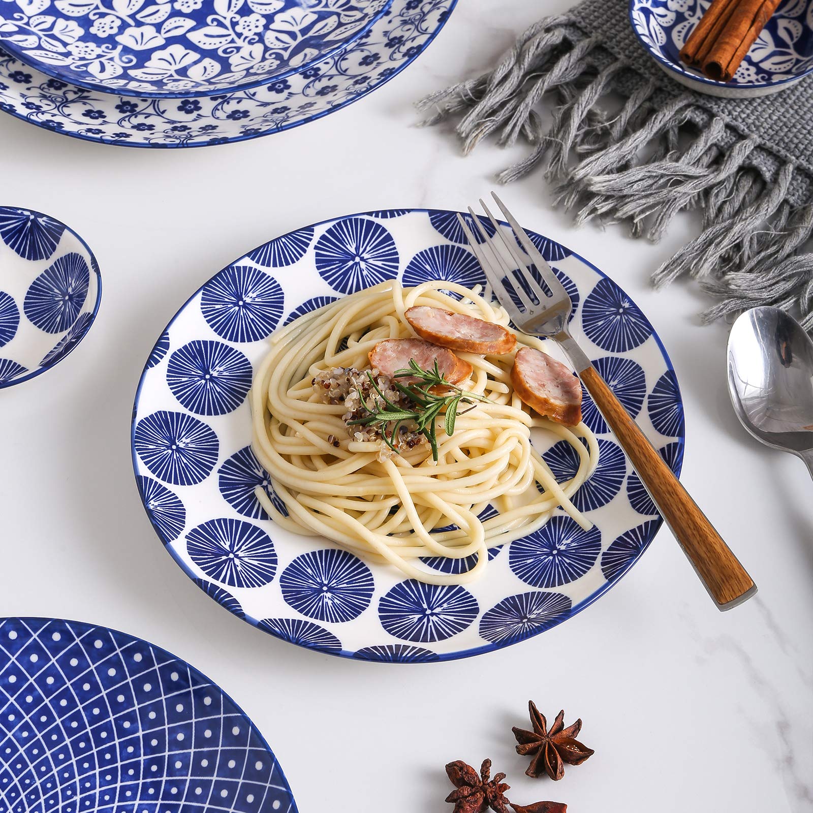 Selamica dinner plate stack view demonstrates space-saving design for small kitchens