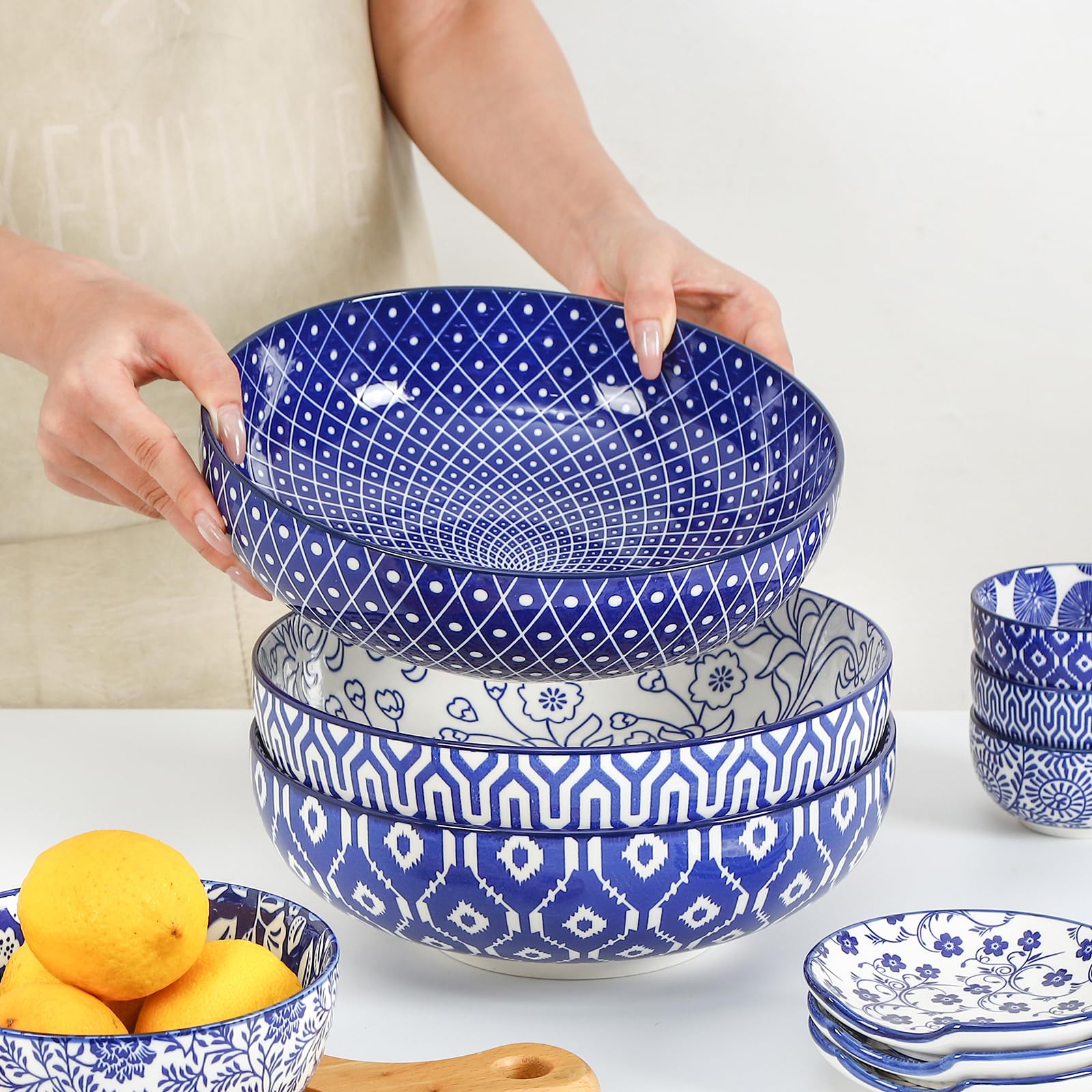 Selamica large serving bowls perfect for entertaining and family dinners.
