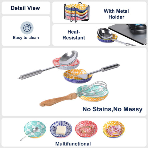 Selamica heat resistant lead-free ceramic rest safe for cookware use.