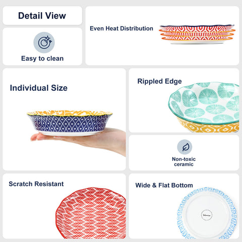 Selamica six-color set of mini pie dishes for single servings.
