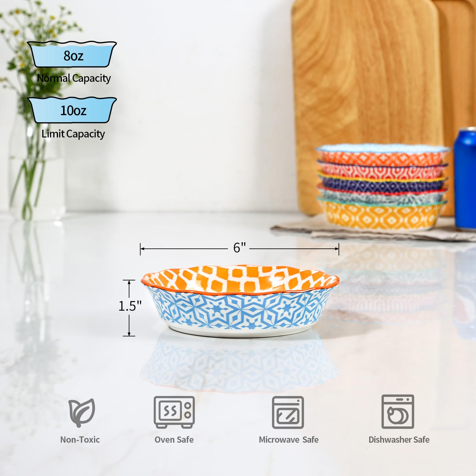 Selamica pie pans are oven safe up to 482°F for even baking.