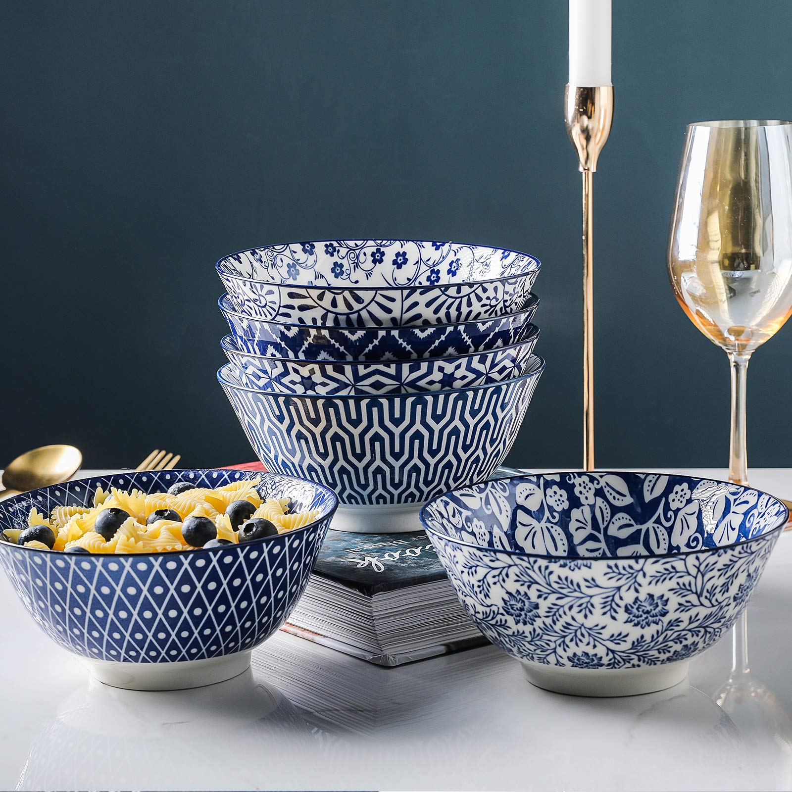 Selamica porcelain bowls suitable for pasta, salad, or fruit servings.