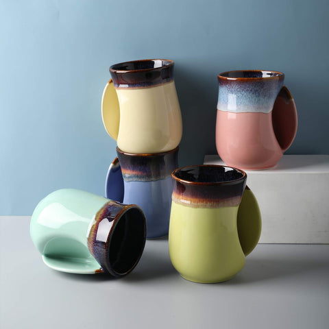 Selamica mug showcases a unique glazed pattern, making each piece one of a kind.