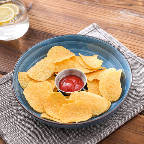 Selamica hand painted gradient blue glaze adds premium dining touch