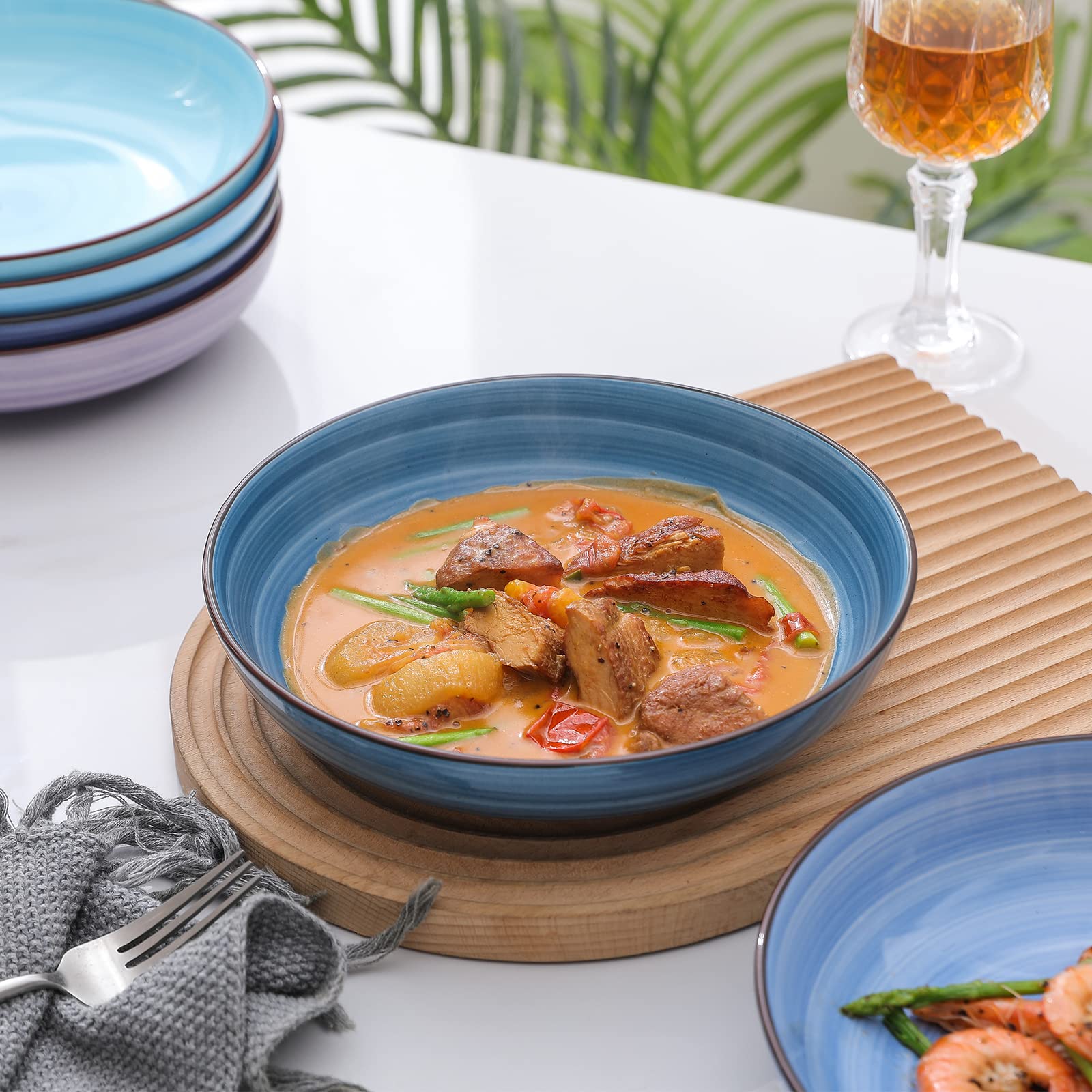 Selamica 26-ounce bowls stacked neatly for compact cabinet storage