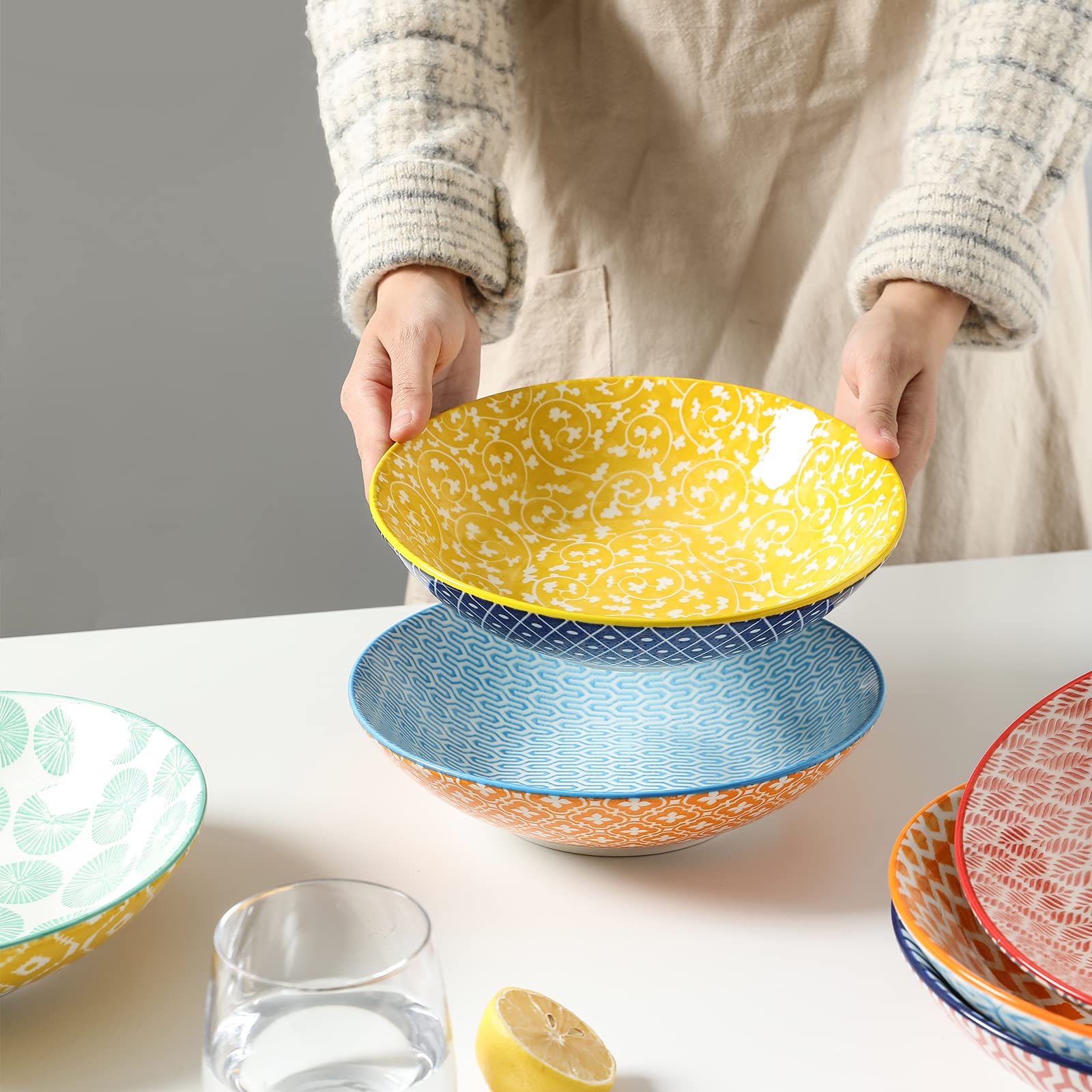 Colorful patterns enhance your table decor during family dinners or entertaining guests.