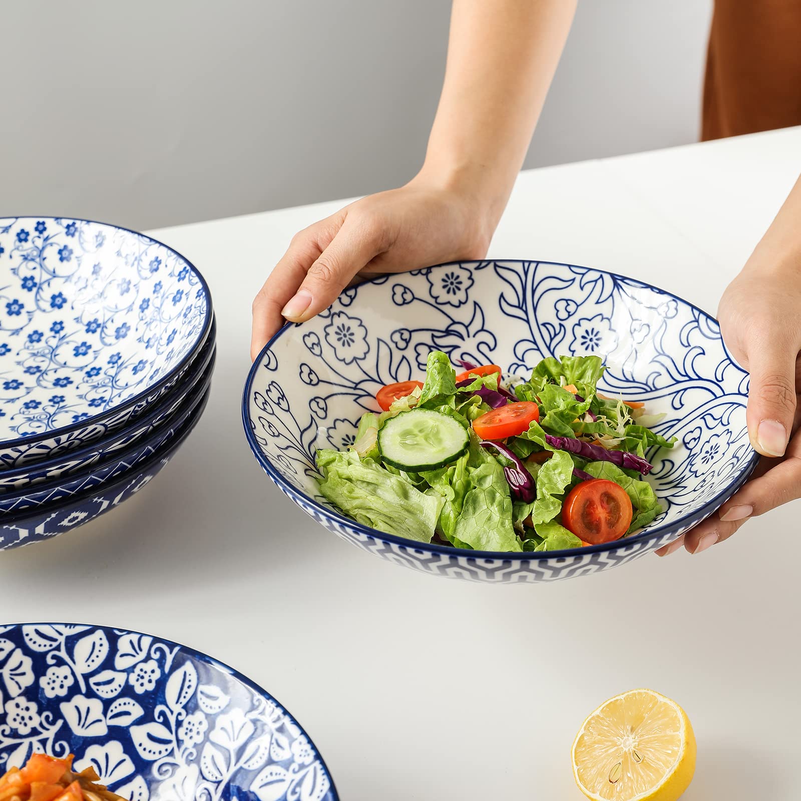 Serving bowls by Selamica ideal for pasta, salad, or noodles at table.