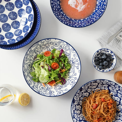 Stackable Selamica bowls shown compactly for easy storage.