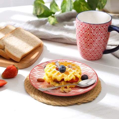 Selamica raised-edges plates help keep sauces in place during meals.