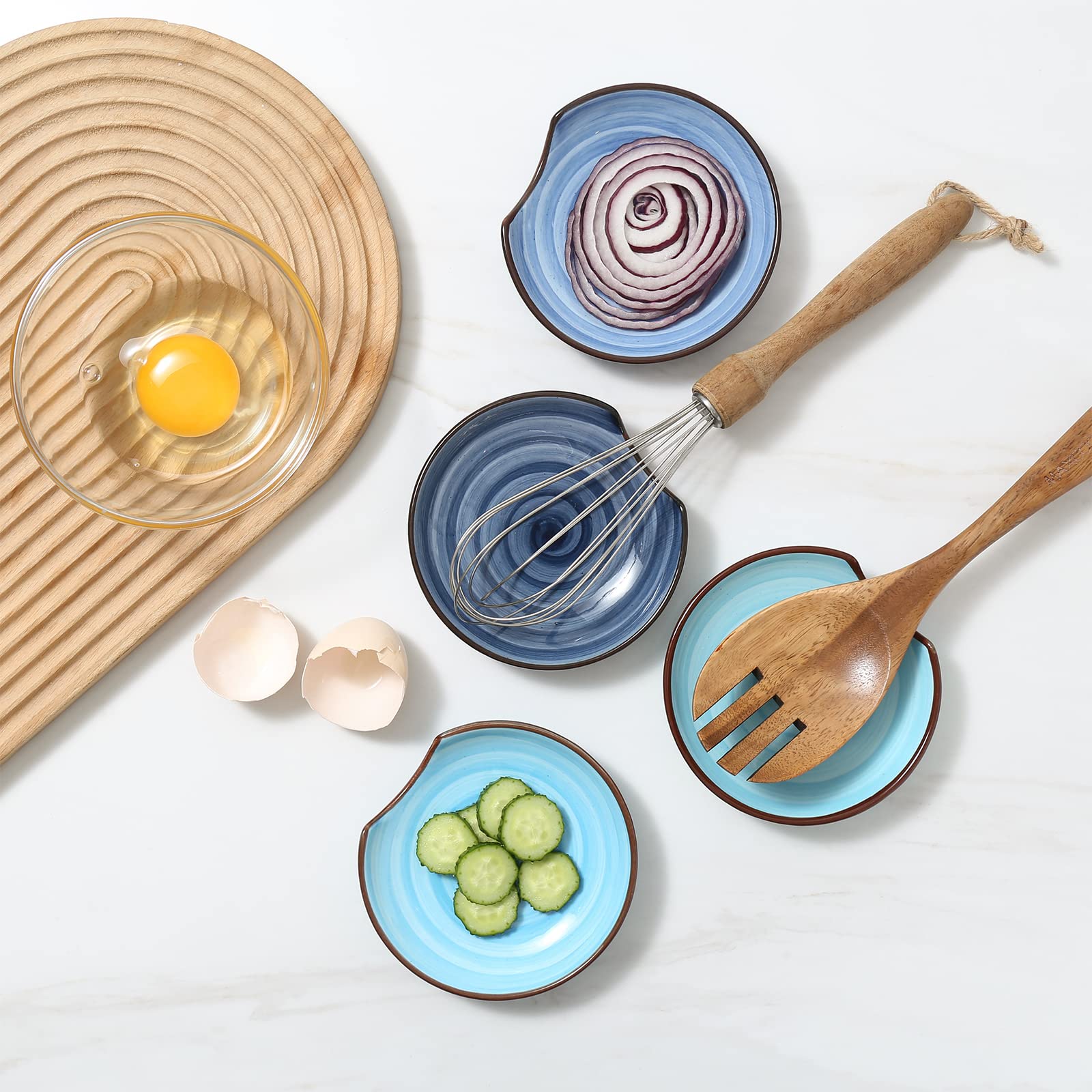 Selamica spoon rest on stovetop keeps drips off the counter