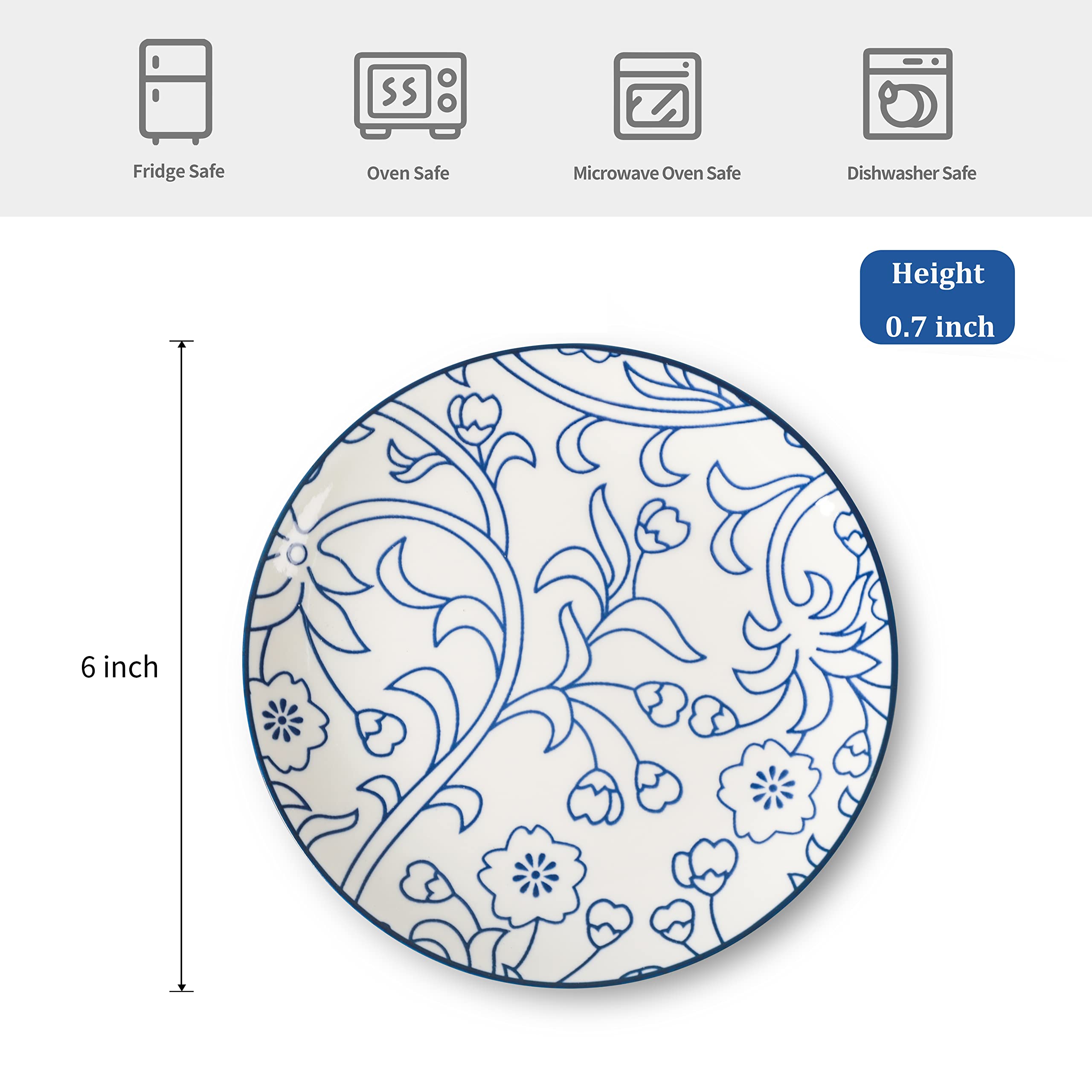 Selamica stackable dessert plates save cabinet space with durable glaze.