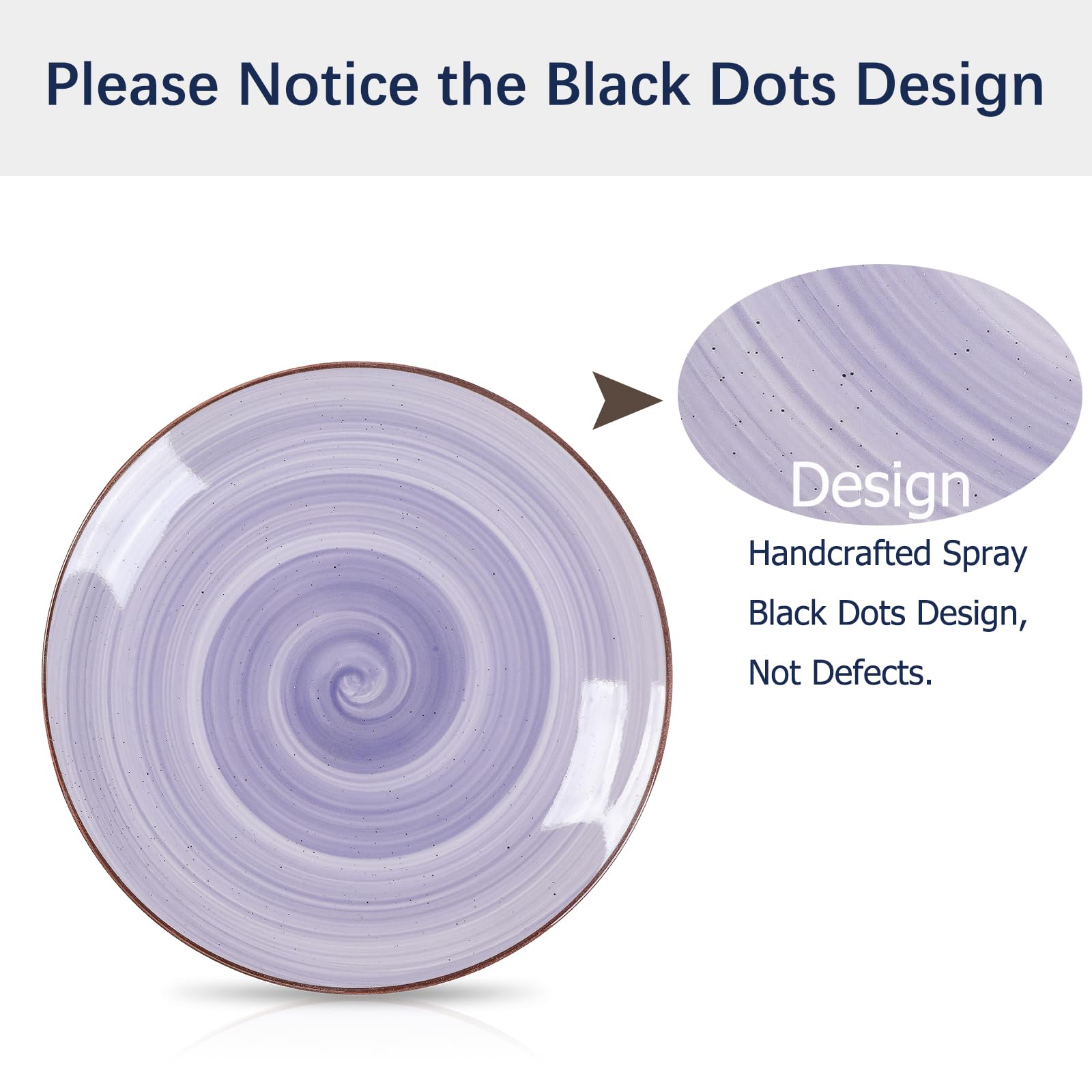 Selamica swirl-dots salad plate 8in pairs well with greens and light sauces.