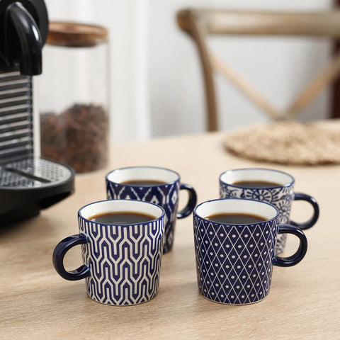 Selamica vintage blue ceramic set enhances kitchen decor and flair.