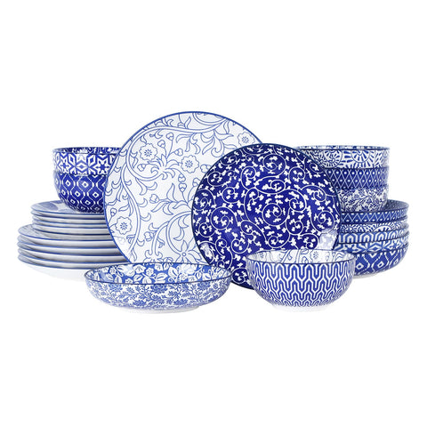 Selamica vintage blue dinner plates (10-inch) durable glaze for everyday meals.